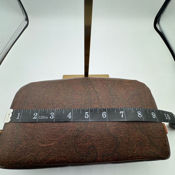 ETRO Milano Paisley Elegant Brown Leather Toiletry / Make Up Bag - Picture 7 of 15